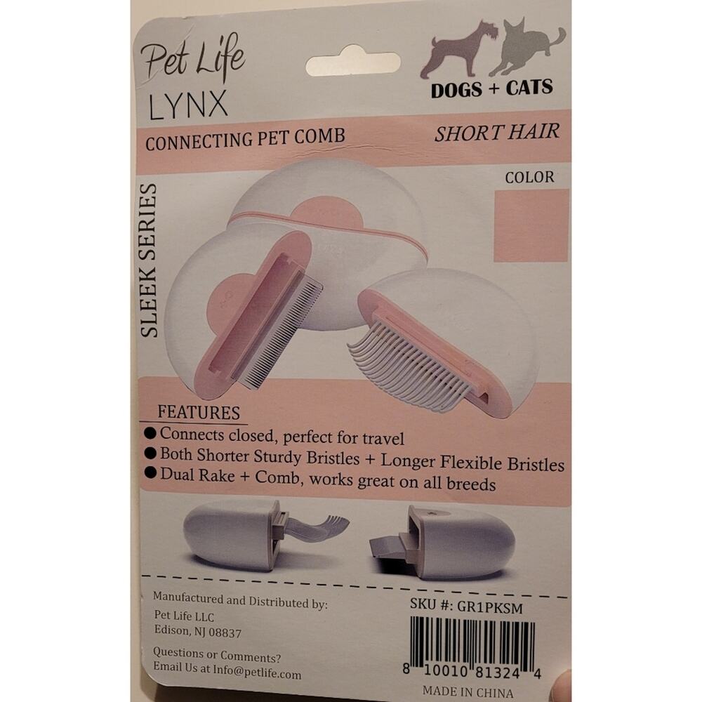 Pet Life Lynx Short Hair Connecting Pink Pet Comb - Picture 2 of 5
